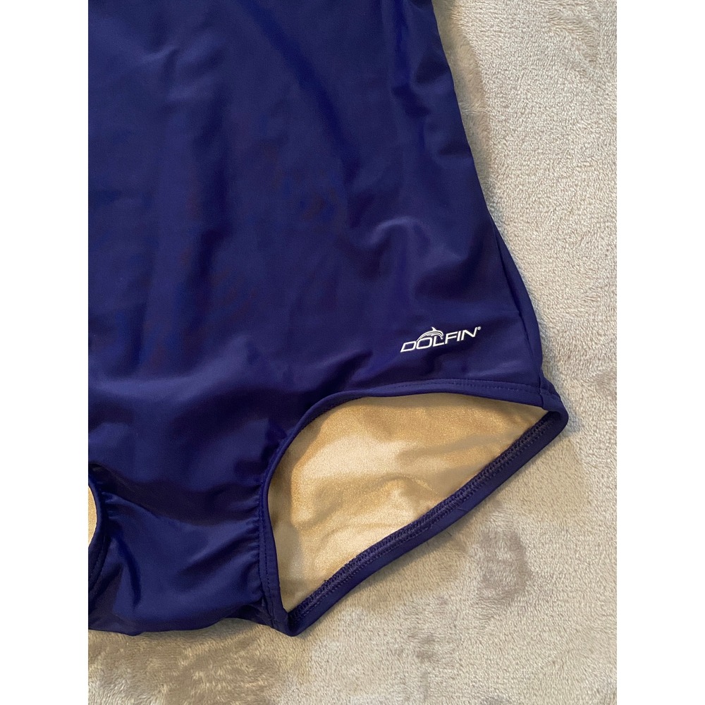NWT Dolfin Swimsuit 34/8L Navy Aquashape Conservative Lap Suit Racerback One PC - Picture 3 of 12